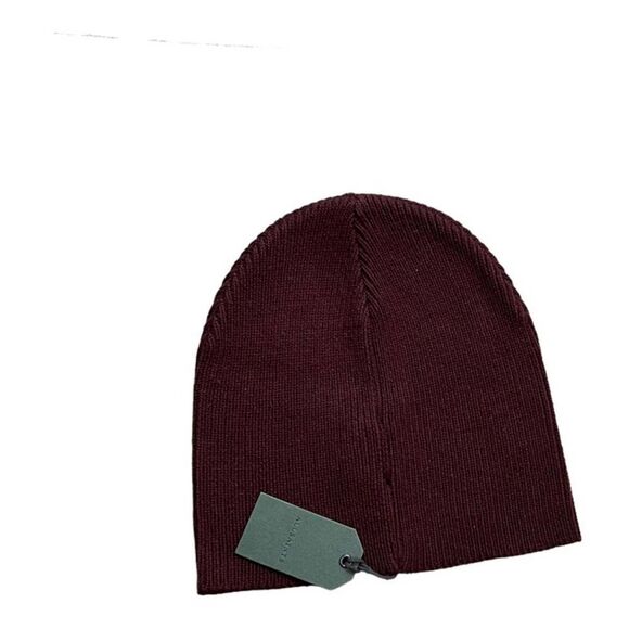 AllSaints Embroidered Script Beanie NWT Burgundy - Picture 2 of 6